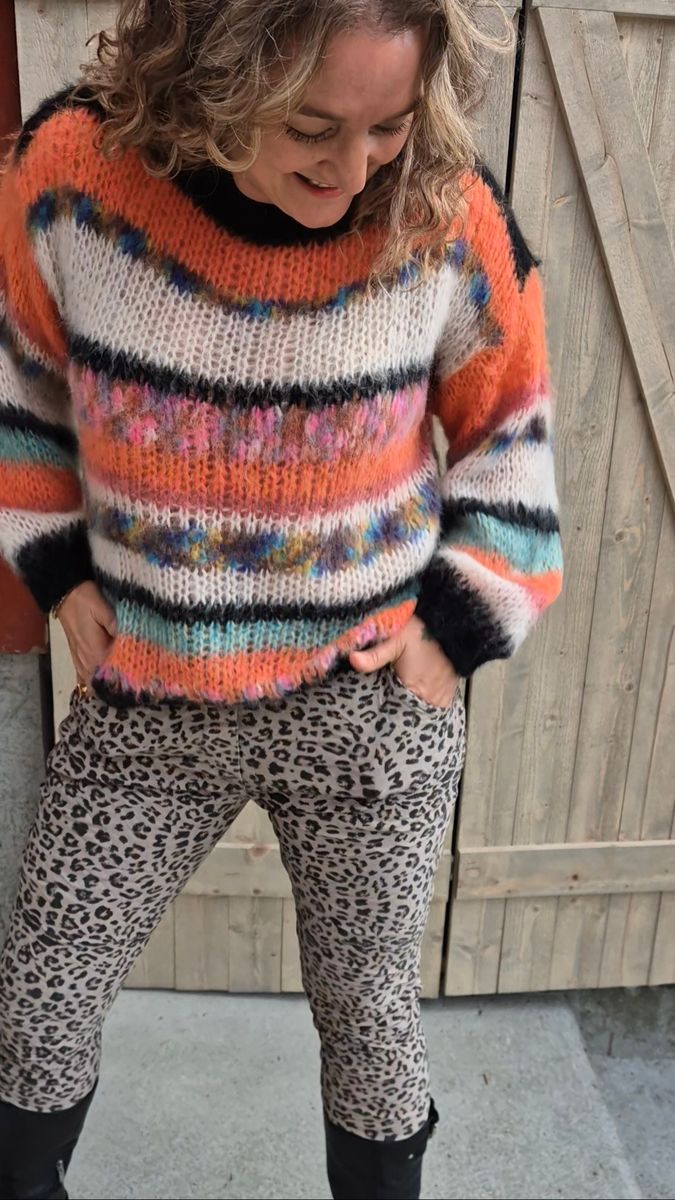 ADRIA Strikket Genser Orange Mix