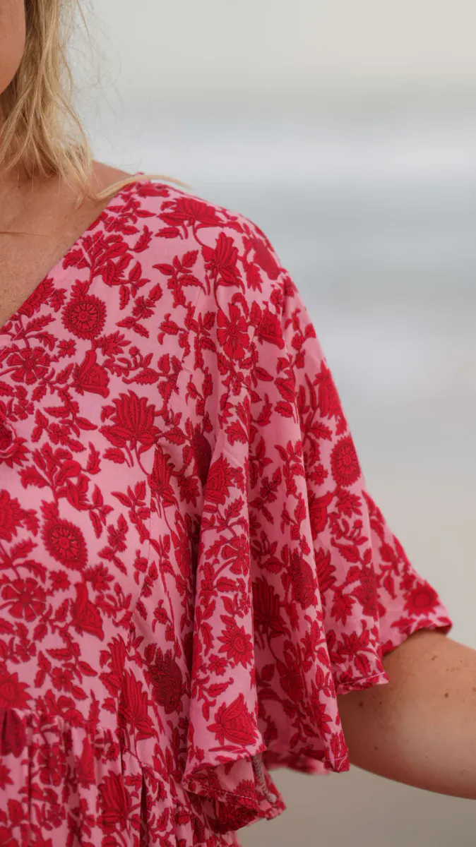 MALVA Maxi Kjole Rosarød 