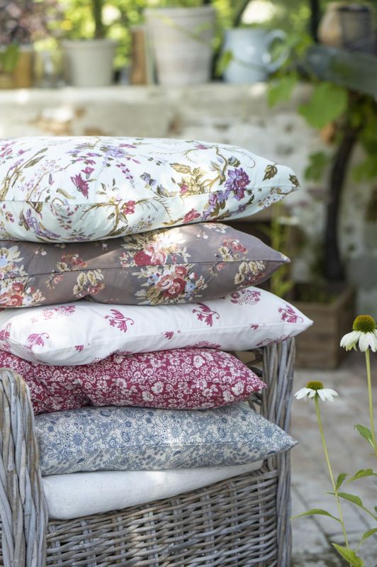 PUTETREKK Beige m/blå Blomster