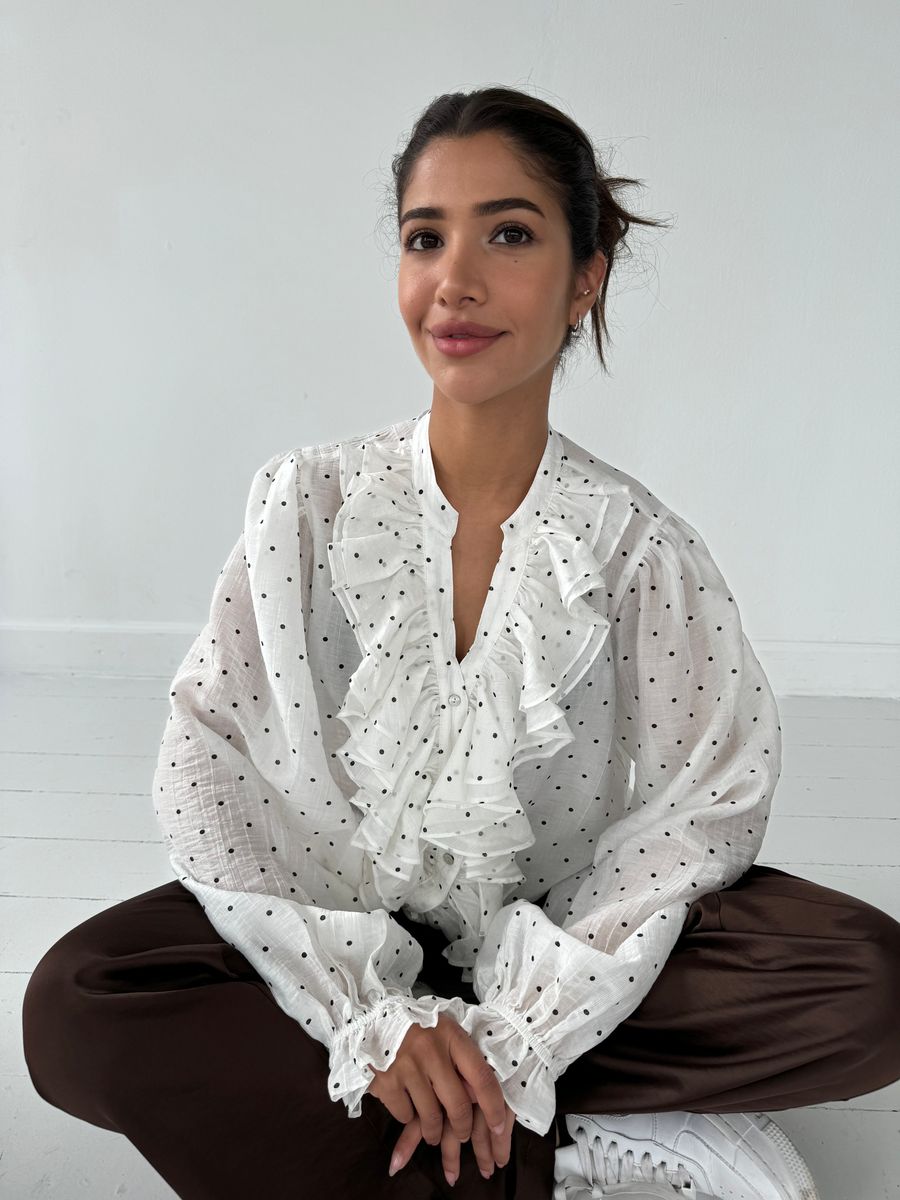 FRIDA Bluse White m Black Dot