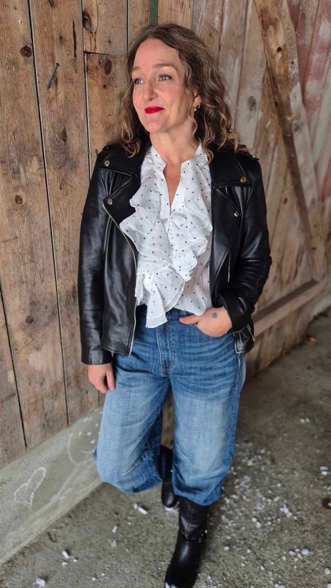 FRIDA Bluse White m Black Dot