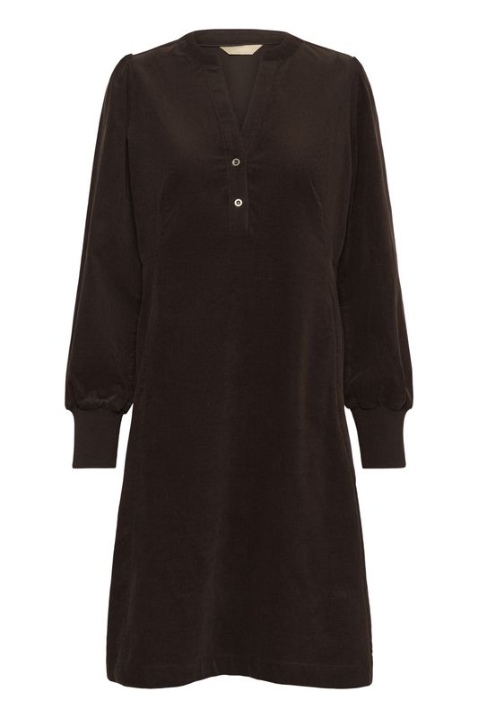 RHAENA Kjole Babycord Brun Knelengde
