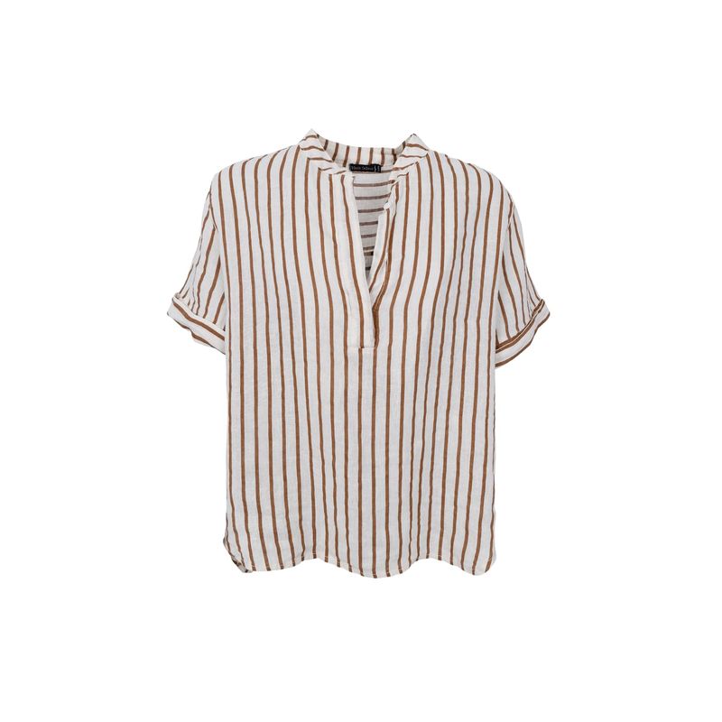 MELINA Linbluse Stripe Camel