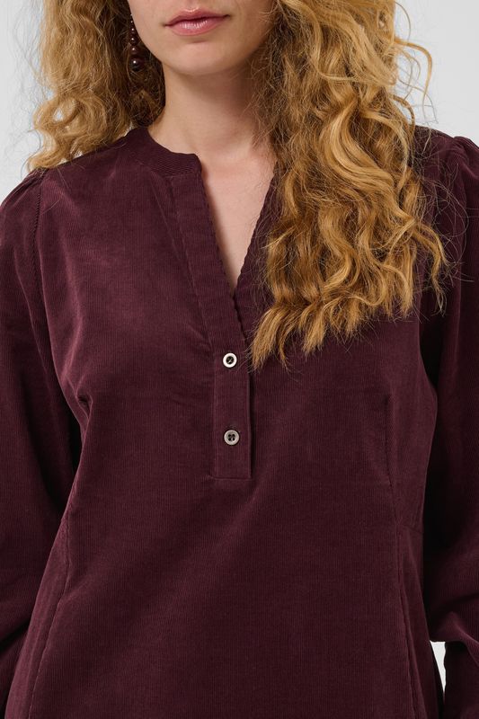 RHAENA Kjole Babycord Burgunder Knelengde