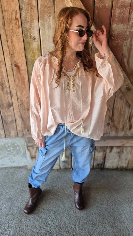  BOHO Bluse Rosa