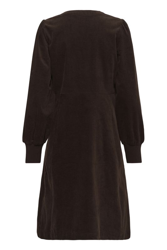 RHAENA Kjole Babycord Brun Knelengde