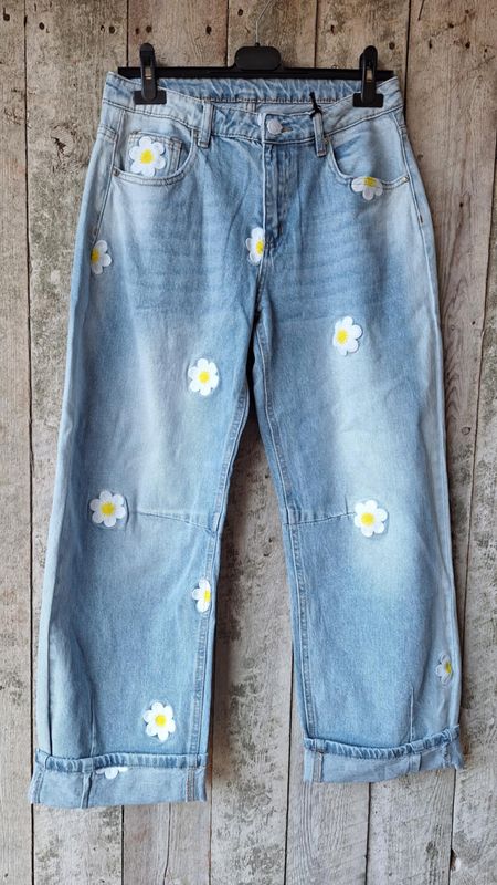 ELIDA Denim Jeans m Blomster