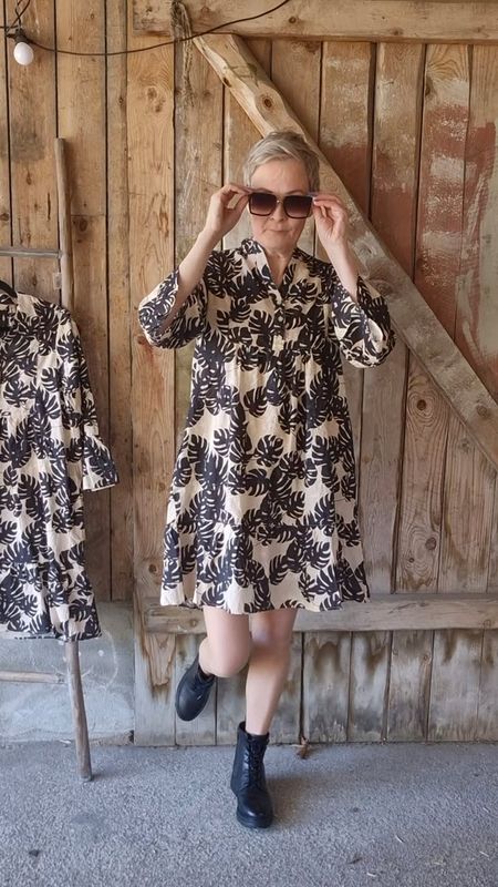 DEBORA Kjole Black Palm Leave