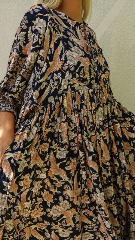 STOKKROSE Midi Sommerkjole Svart 