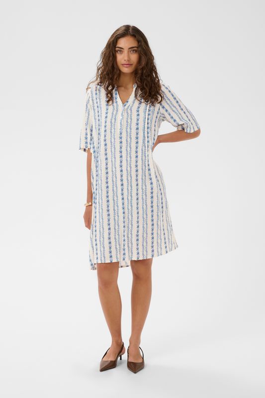 HOLLIE Kjole Blue/White Graph