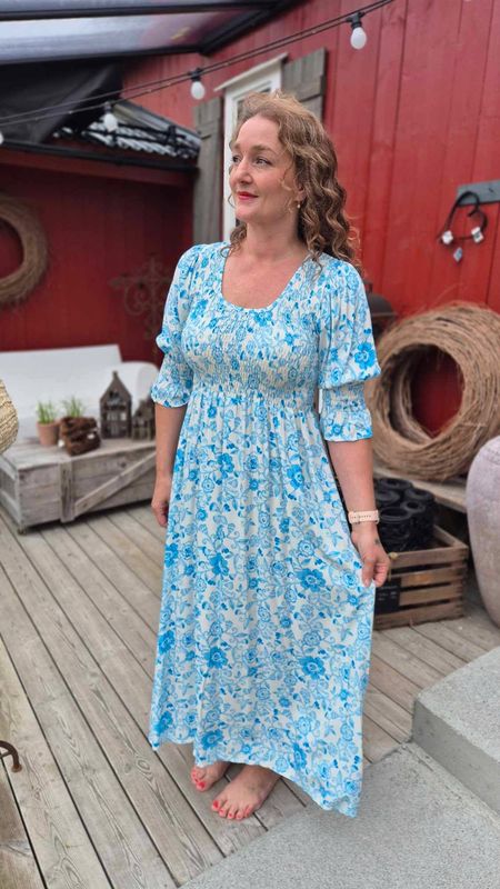 MARIT Smock Lang Kjole Turkis