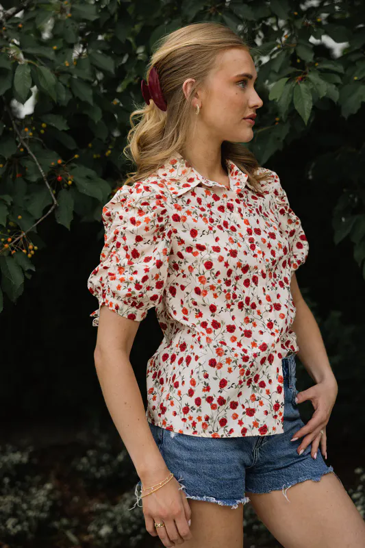 MELISANDE Bluse Red Floral