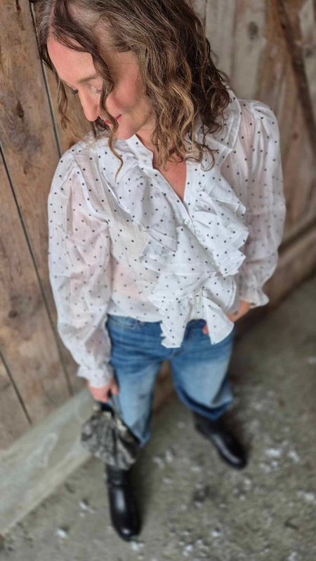FRIDA Bluse White m Black Dot