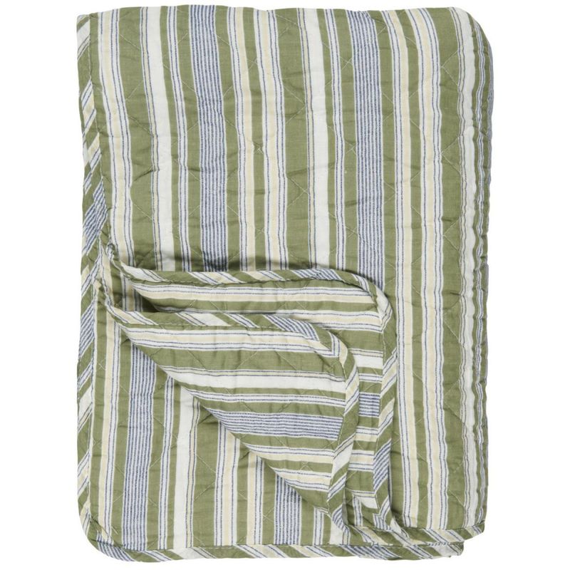 QUILT grønne, hvite, beige og grå striper
